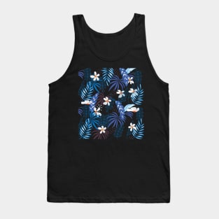 White Hibiscus Flower Pattern Design Tank Top